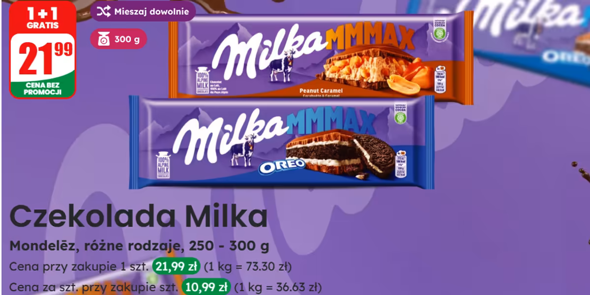 Dino: 1+1 GRATIS na czekoladę Milka MMMAX
