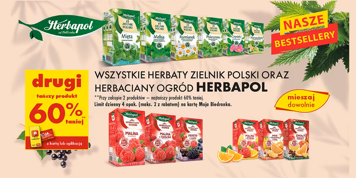 Biedronka: -60% na herbaty Zielnik Polski oraz Herbaciany Ogród