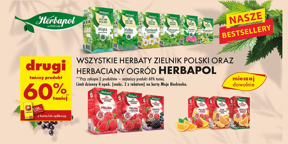 Biedronka: -60% na herbaty Zielnik Polski oraz Herbaciany Ogród 13.05.2025