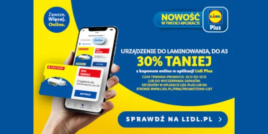 Lidl: KUPON -30% na urządzenie do laminowania 23.12.2024