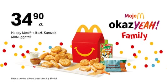 McDonald's: 34,90 zł Happy Meal®+9 szt. Kurczak McNuggets® 28.04.2025