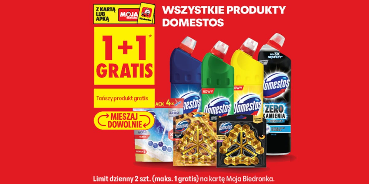 Biedronka: 1+1 GRATIS na wszystkie produkty Domestos