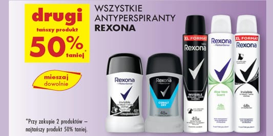 Biedronka: -50% na wszystkie antyperspiranty Rexona 04.06.2025