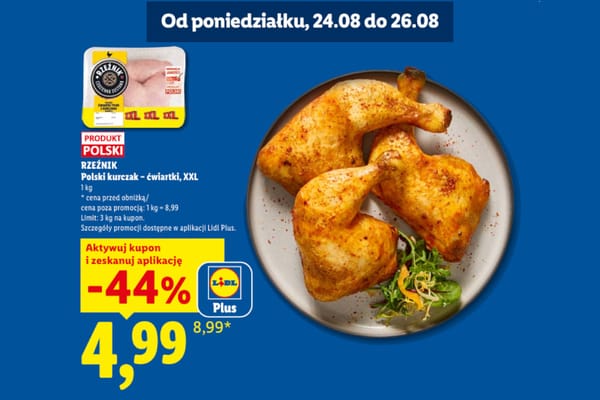 Lidl: KUPON -44% na ćwiartki z kurczaka
