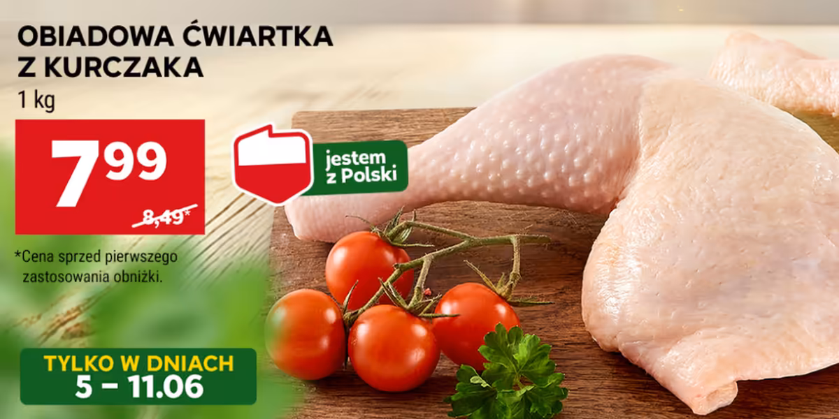 Stokrotka Supermarket: 7,99 zł/kg za ćwiartkę kurczaka