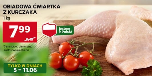 Stokrotka Supermarket: 7,99 zł/kg za ćwiartkę kurczaka 05.06.2025