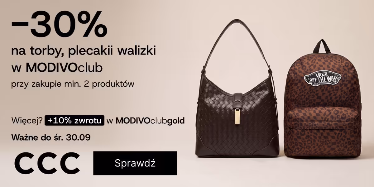 CCC: -30% na torby, plecaki i walizki w MODIVOclub