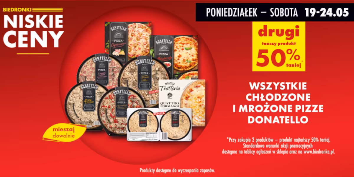 Biedronka: -50% na wszystkie chłodzone i mrożone pizze Donatello