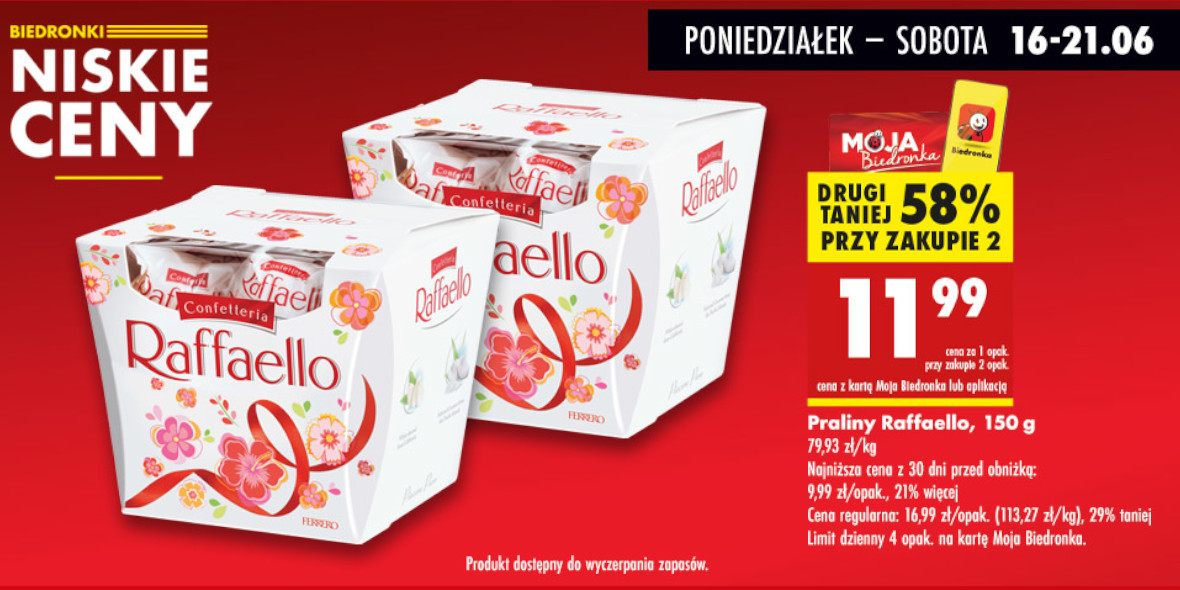 Biedronka: -58% na praliny Raffaello - drugie opakowanie 16.06.2025