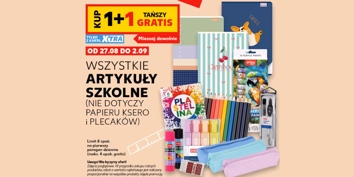 Kaufland: 1+1 GRATIS na wszystkie artykuły szkolne