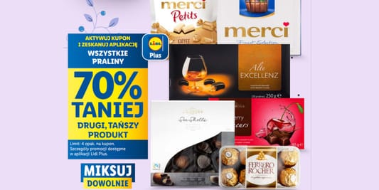 Lidl: KUPON -70% na wszystkie praliny 19.05.2025