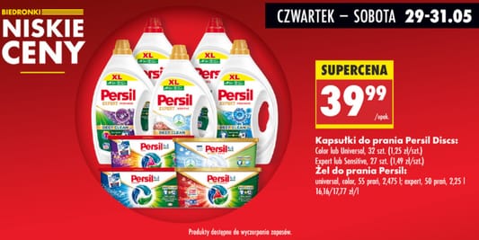 Biedronka: 39,99 zł za kapsułki do prania Persil Discs lub żel 29.05.2025