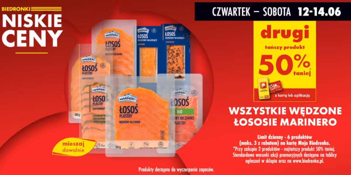 Biedronka: -50% na wszystkie wędzone łososie Marinero