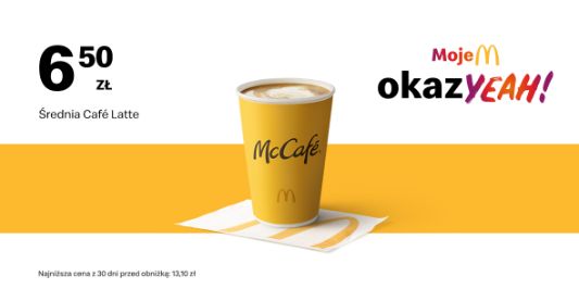 McDonald's: 6,50 zł Średnia Café Latte 03.02.2025