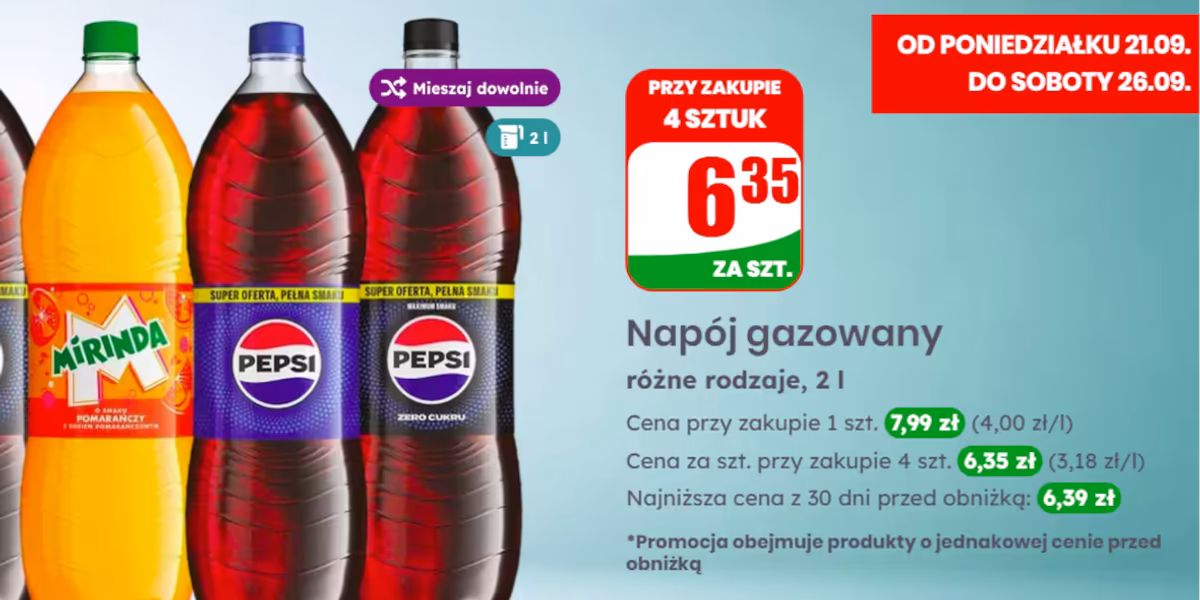Dino: 6,35 zł za napoje Pepsi i Mirinda