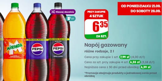 Dino: 6,35 zł za napoje Pepsi i Mirinda 21.09.2026