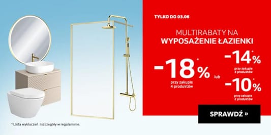 Komfort: Do -18% na wyposażenie łazienki 02.06.2025
