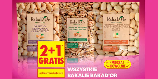 Biedronka: 2+1 GRATIS na wszystkie bakalie BAKAD'OR 30.09.2026