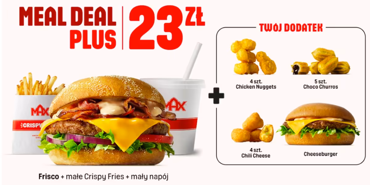 MAX Premium Burgers: 23 zł za Meal Deal Plus