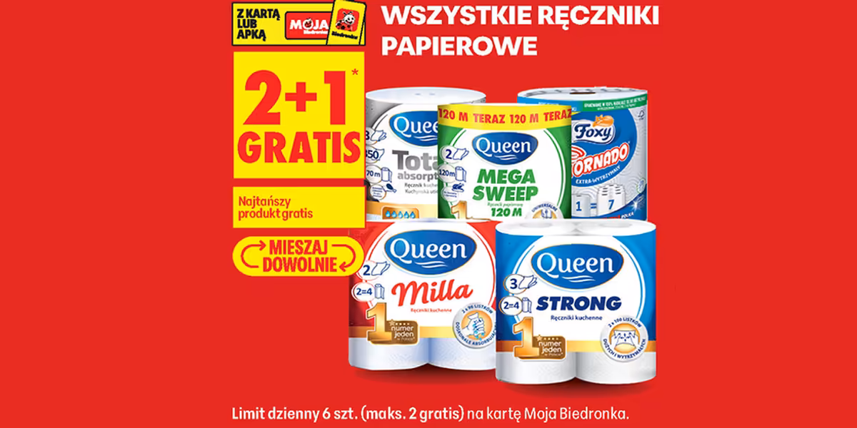 Biedronka: 2 + 1 GRATIS na wszystkie ręczniki papierowe