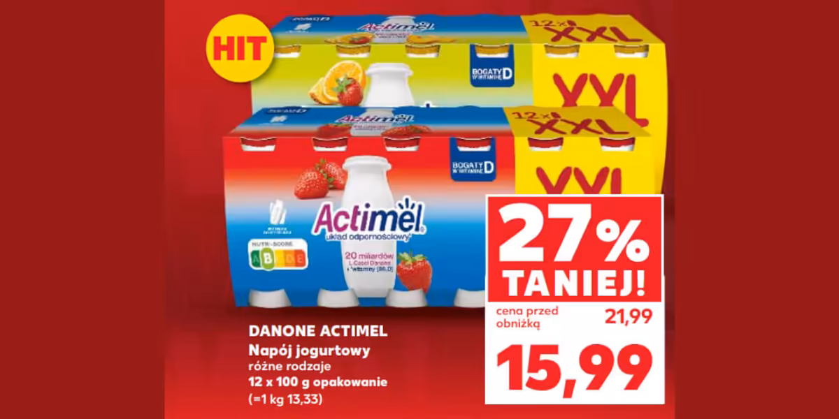 Kaufland: -27% na napój priobiotyczny Actimel Danone