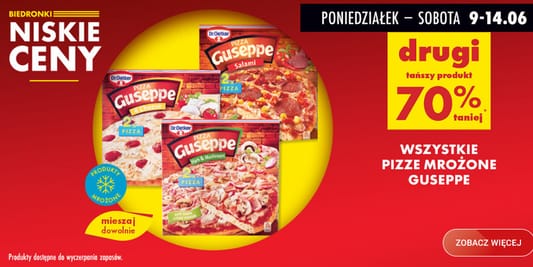 Biedronka: -70% na wszystkie pizze Guseppe 09.06.2025