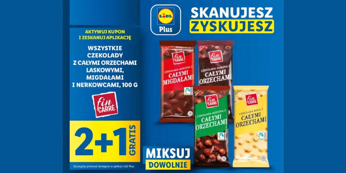 Lidl: KUPON 2 + 1 GRATIS na czekolady Fin Carré 22.05.2025