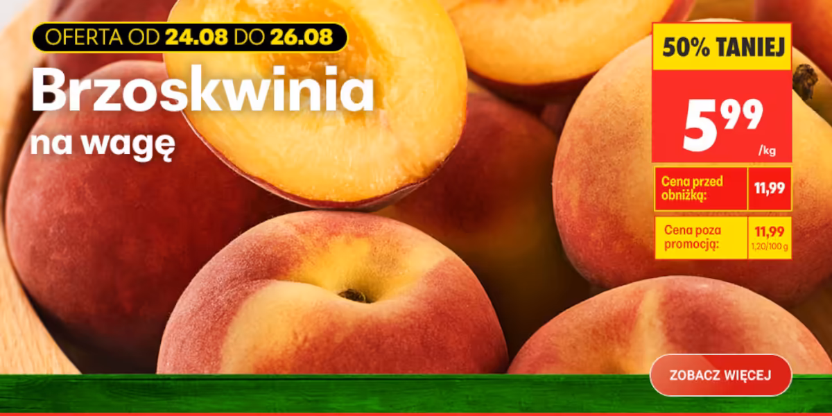 Biedronka: -50% na brzoskwinie