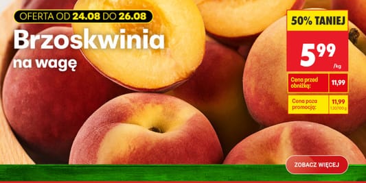 Biedronka: -50% na brzoskwinie 24.08.2026