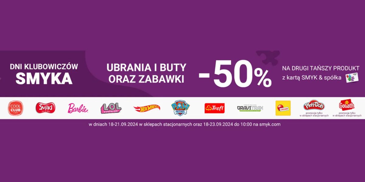 Smyk: -50% na drugi, tańszy produkt