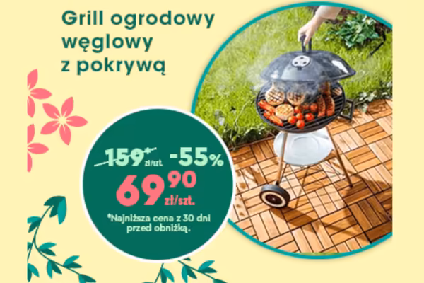 : -55% na grill ogrodowy węglowy z pokrywką