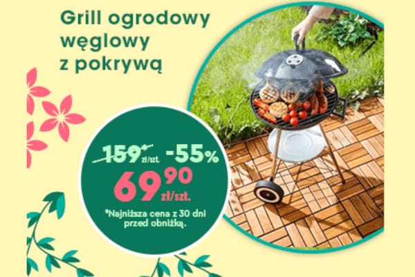 : -55% na grill ogrodowy węglowy z pokrywką