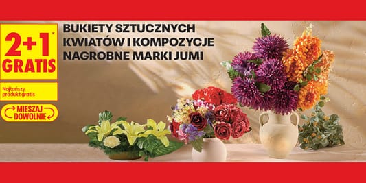 Biedronka: 2+1 GRATIS na sztuczne kwiaty i kompozycje nagrobne Jumi 20.10.2026