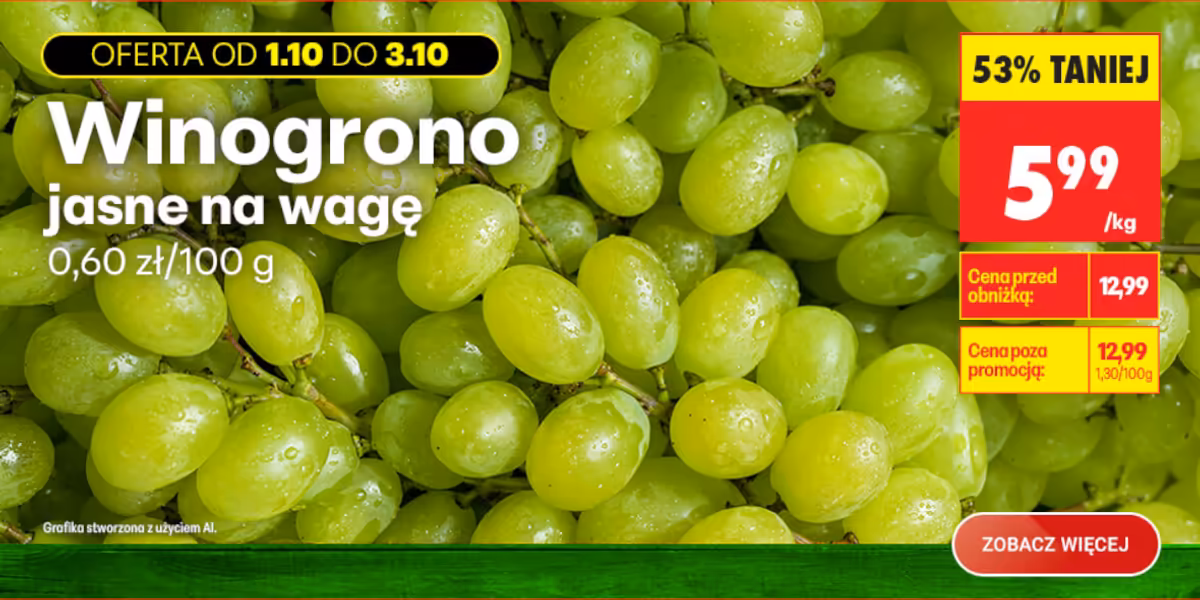Biedronka: -53% na winogrona jasne