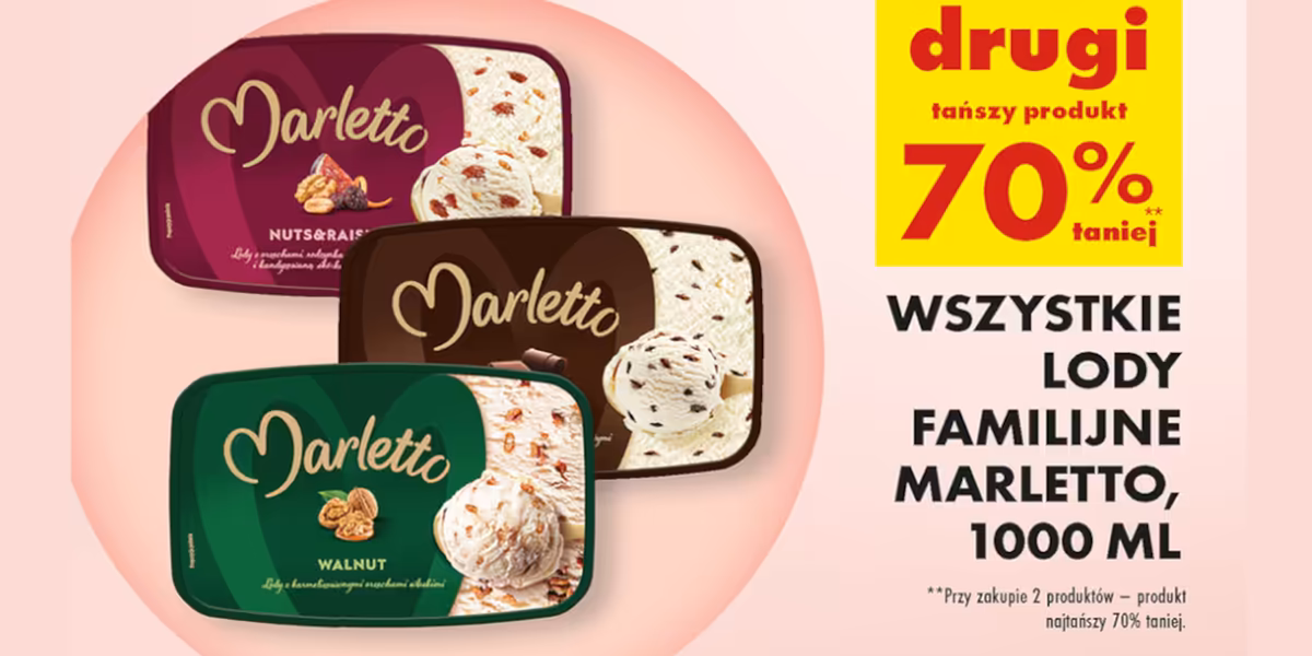 Biedronka: -70% na wszystkie lody familijne Marletto