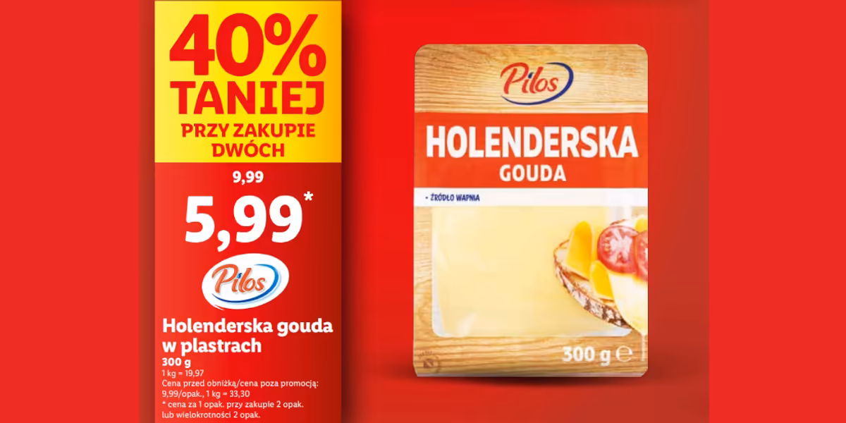 Lidl: -40% na holenderską goudę