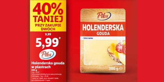 Lidl: -40% na holenderską goudę 26.05.2025