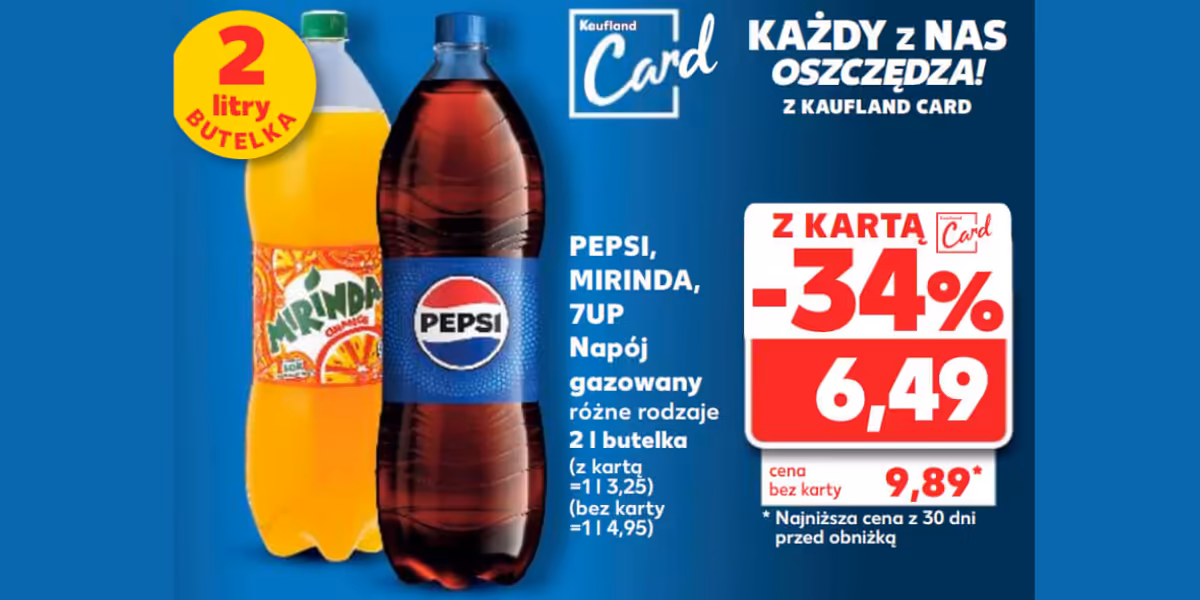 Kaufland: -34% na napoje gazowane Pepsi, Mirinda, 7 Up