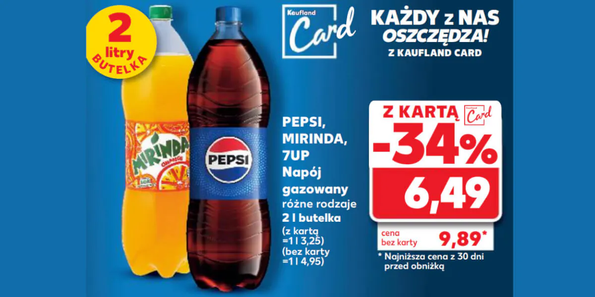Kaufland: -34% na napoje gazowane Pepsi, Mirinda, 7 Up