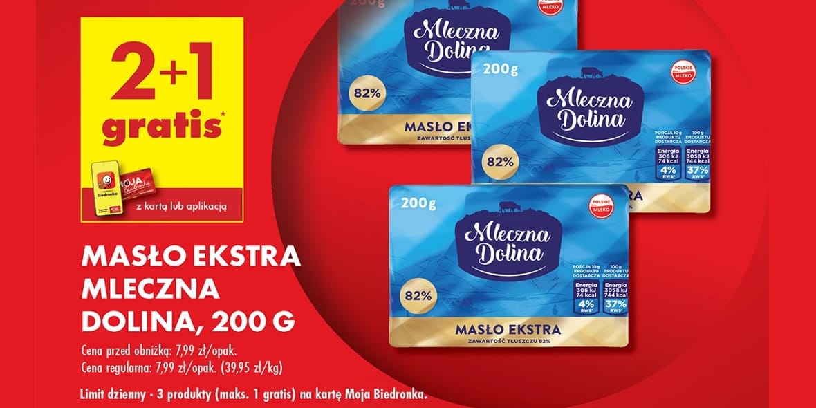 Biedronka: 2+1 GRATIS na masło ekstra Mleczna Dolina 17.03.2025