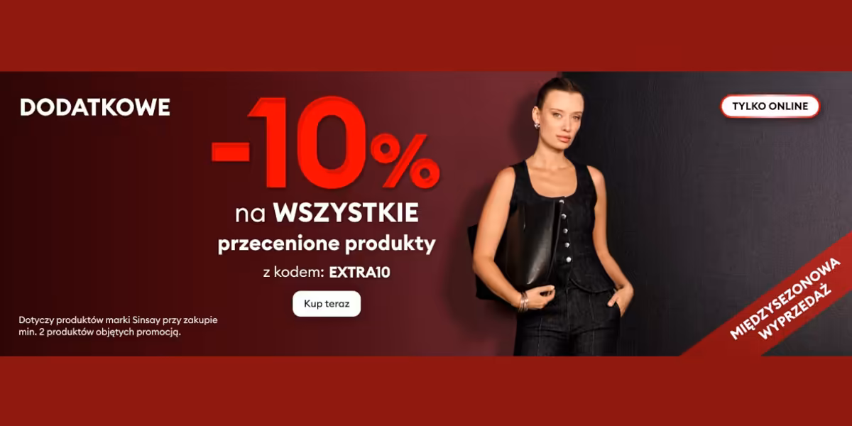 Sinsay: KOD rabatowy Extra -10% na wyprzedaż