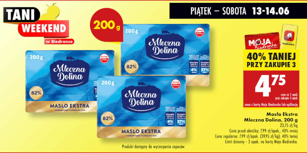 Biedronka: -40% na Masło Ekstra Mleczna Dolina 13.06.2025