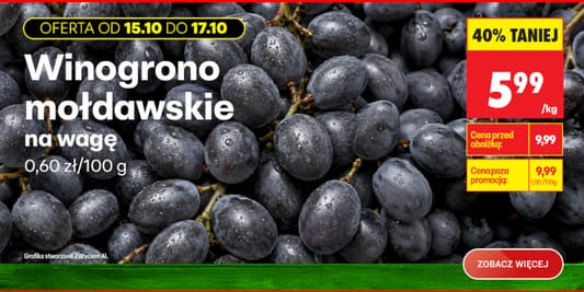 Biedronka: -40% na winogrono mołdawskie 15.10.2026