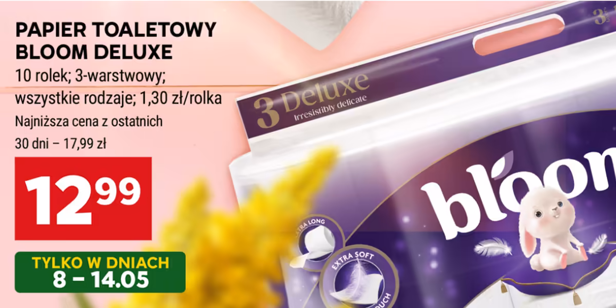 Stokrotka Supermarket: 12,99 zł za papier toaletowy Bloom Deluxe
