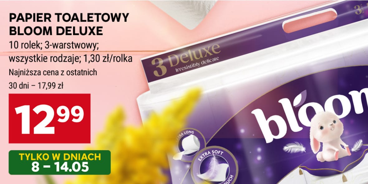 Stokrotka Supermarket: 12,99 zł za papier toaletowy Bloom Deluxe 08.05.2025