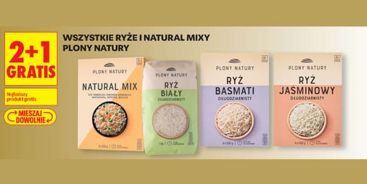 Biedronka: 2+1 GRATIS na wszystkie ryże i natural mixy Plony Natury 03.12.2025