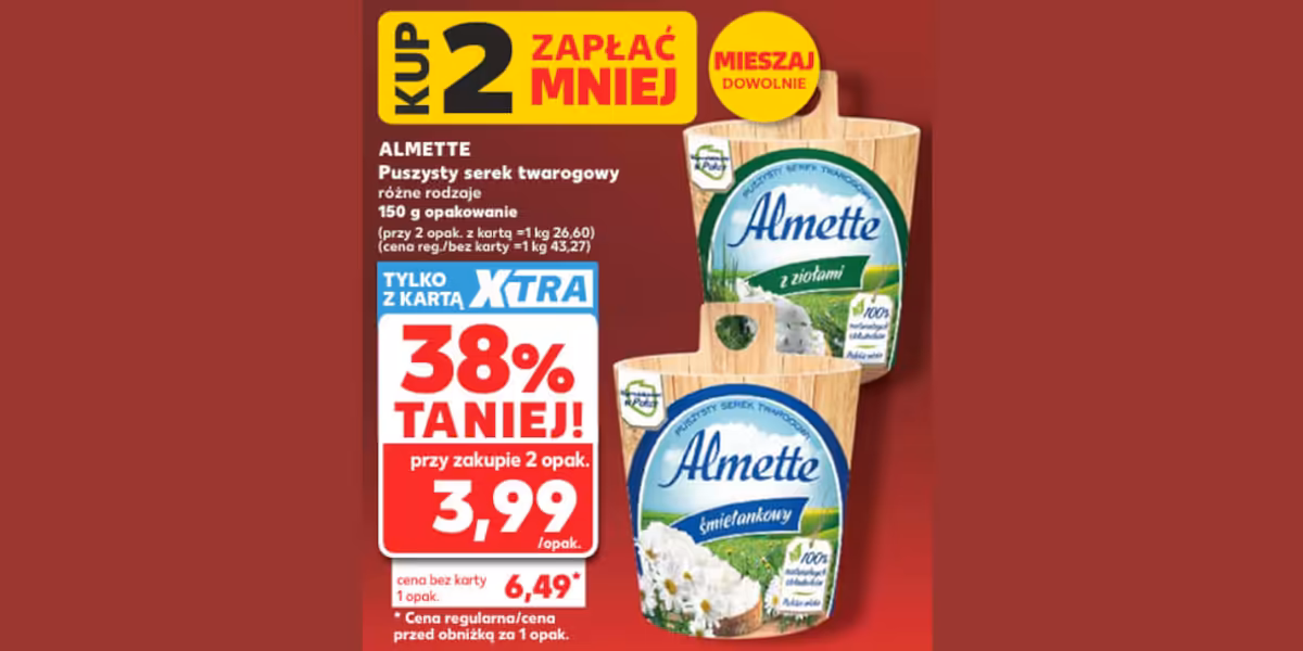 Kaufland: -38% na puszysty serek twarogowy Almette