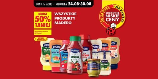 Biedronka: -50% na wszystkie produkty Madero 24.08.2026