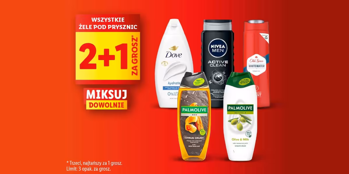 Lidl: 2+1 za GROSZ na żele pod prysznic