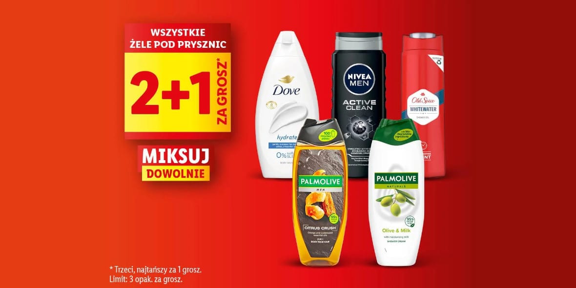 Lidl: 2+1 za GROSZ na żele pod prysznic 30.04.2025